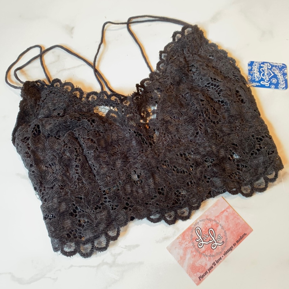 Free People FP Celine velvet cami lingerie bra top black nwt size xs